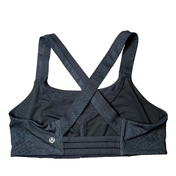 Lululemon On Your Way Sports Bra Desert Snakeskin pattern Deep Coal Black - Picture 5 of 9